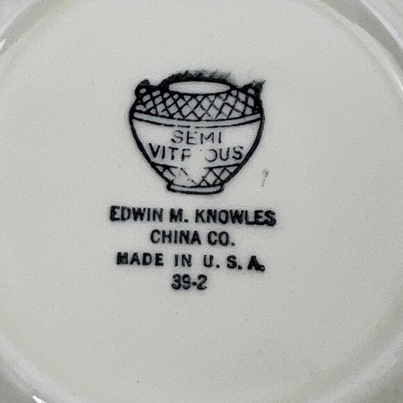 Vintage Edwin M. Knowles Semi Vitreous 4 Floral Berry Bowls Cream Gold Trim - Picture 7 of 10
